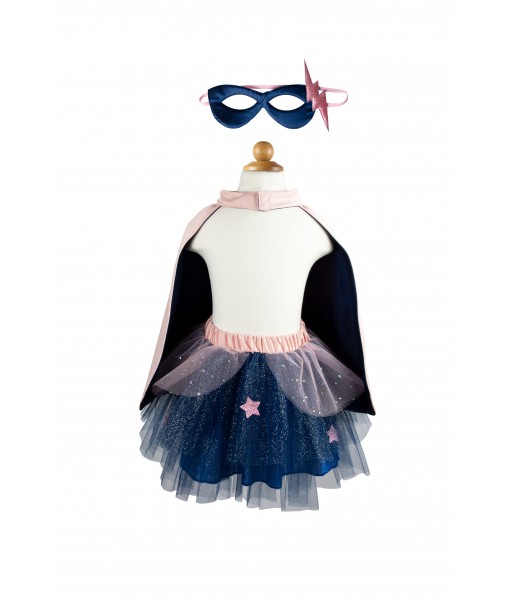 Super héroïne rose/marine  (tutu, cape, masque) 4-6 ans