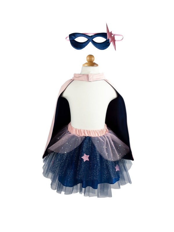 Super héroïne rose/marine  (tutu, cape, masque) 4-6 ans