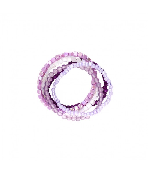 Bracelets perles mauve rose (x 5)