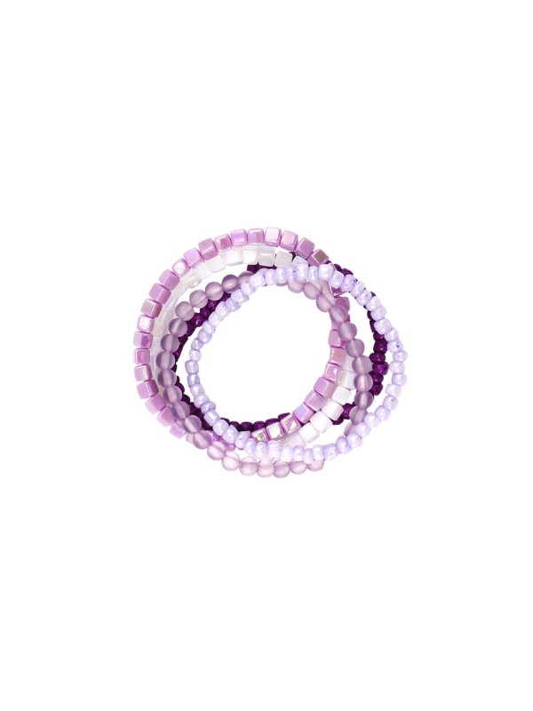 Bracelets perles mauve rose (x 5)