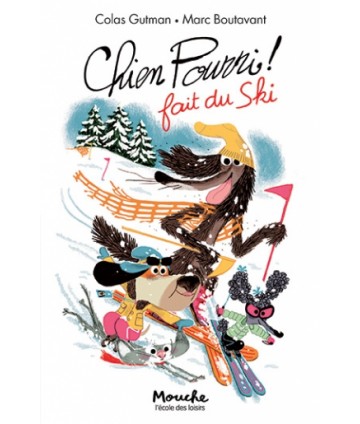 Chien Pourri fait du ski