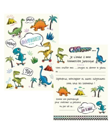 Invitations dinosaures (x 8)