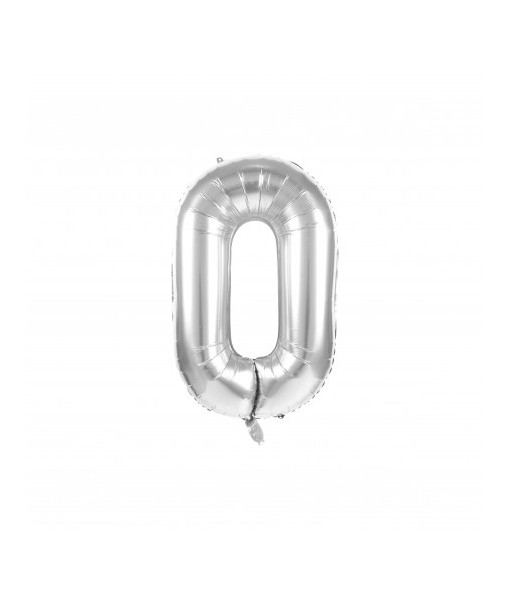 Ballon Mylar chiffre 0 argent
