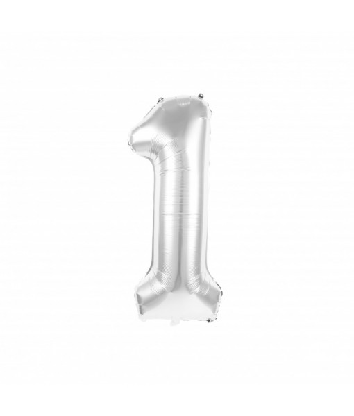 Ballon Mylar chiffre 1 argent