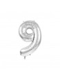 Ballon Mylar chiffre 9 argent