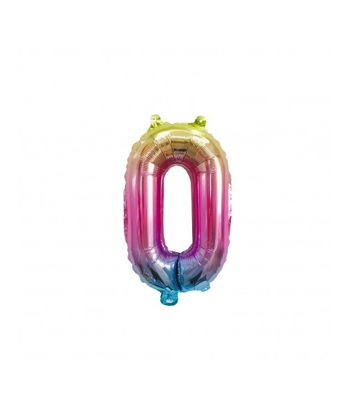 Ballon Mylar chiffre 0 irisé pastel