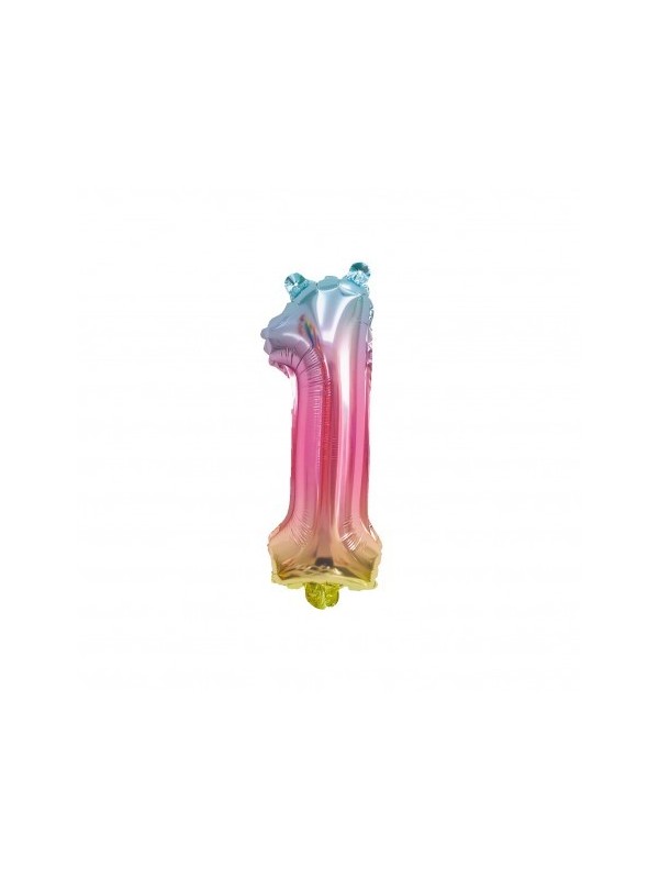Ballon Mylar chiffre 1 irisé pastel