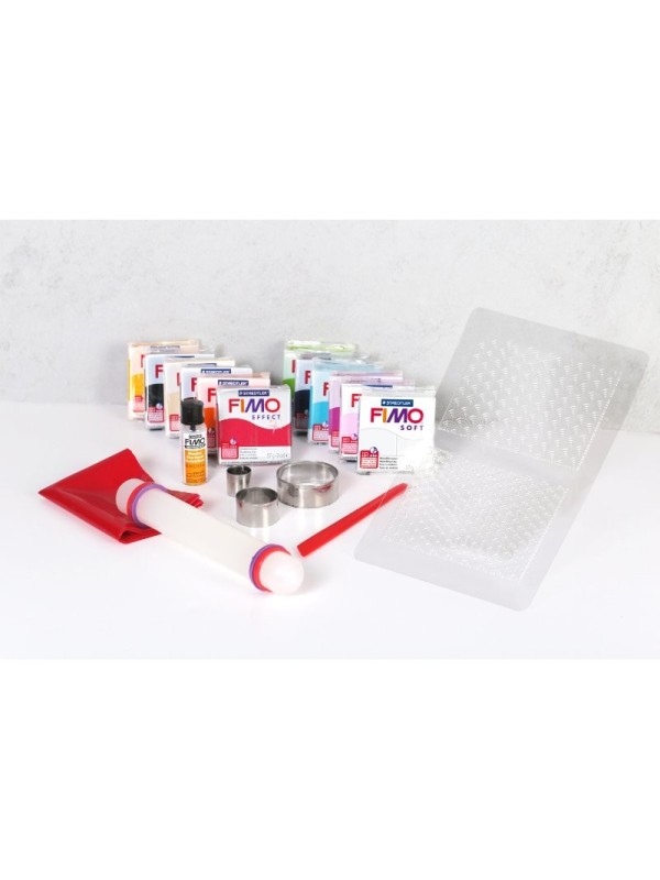 Assortiment 12 pains Fimo + accessoires