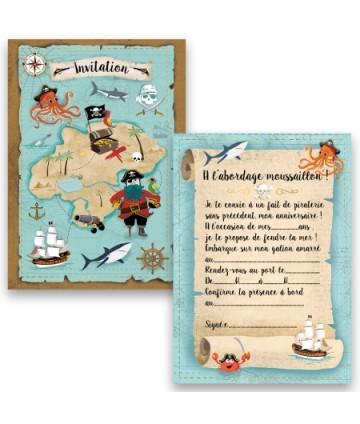 Invitations pirate (x8)