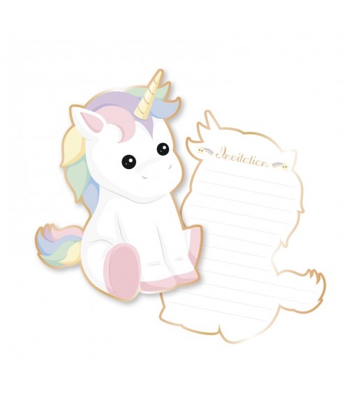 Invitations baby licorne (x8)