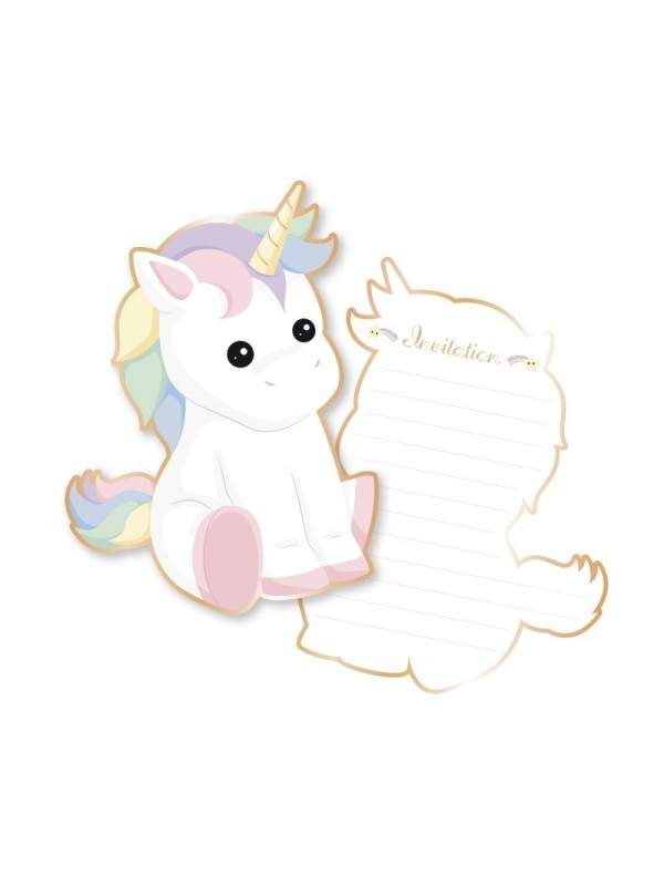 Invitations baby licorne (x8)