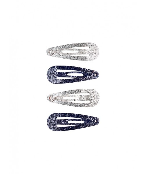 Barrettes Irene brillantes bleu/argent (x4)