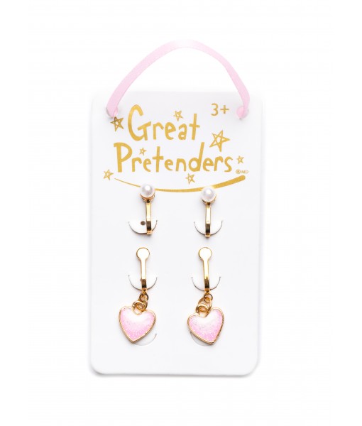Boucles d'oreille perles et cœurs (2 paires)