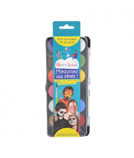 Palette maquillage kermesse 12 couleurs + 1 pinceau