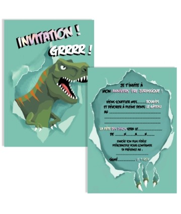 Invitations T rex (x8)