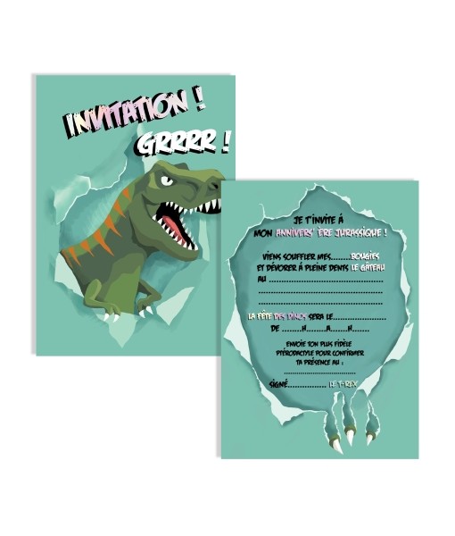 Invitations T rex (x8)