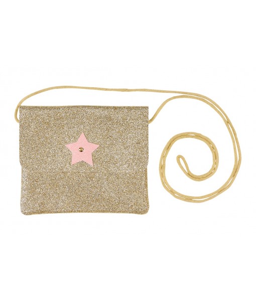 Sac bandoulière Bapke or glitter étoile rose