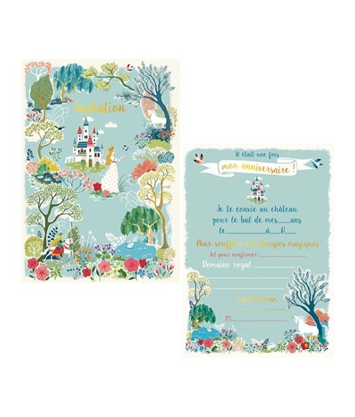 Invitations princesse bleue (x8)
