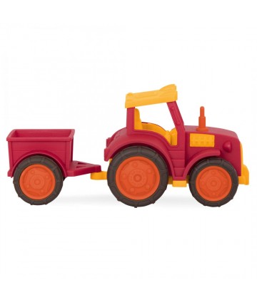 Tracteur rouge et remorque