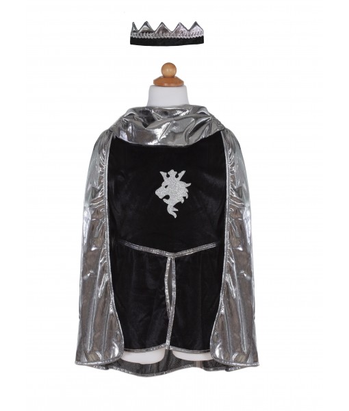 Chevalier argent (tunique+cape+couronne) 9-10 ans