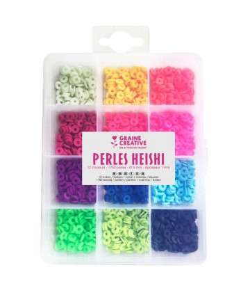 Boîte perles heishi fluo