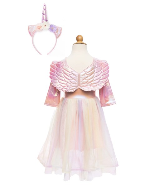 Robe de licorne avec ailes et coiffe 3-4 ans