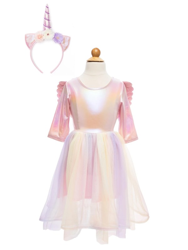 Robe de licorne avec ailes et coiffe 5-6 ans