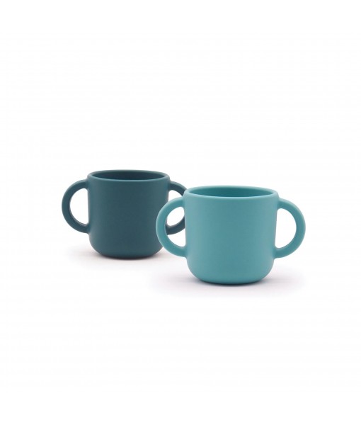 Tasses d'apprentissage bleu abysse et lagon (x2)