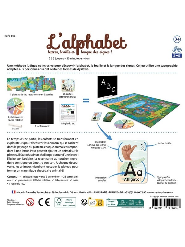 L'alphabet (lettres, braille et langue des signes)