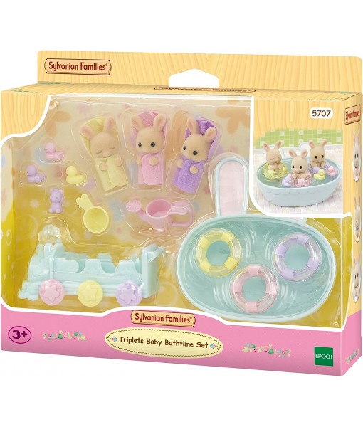 Triplés lapin crème et accessoires de bain