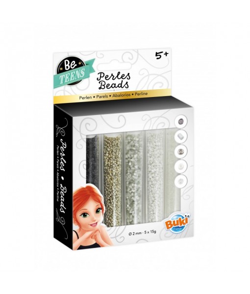 Tubes perles blanc-argent