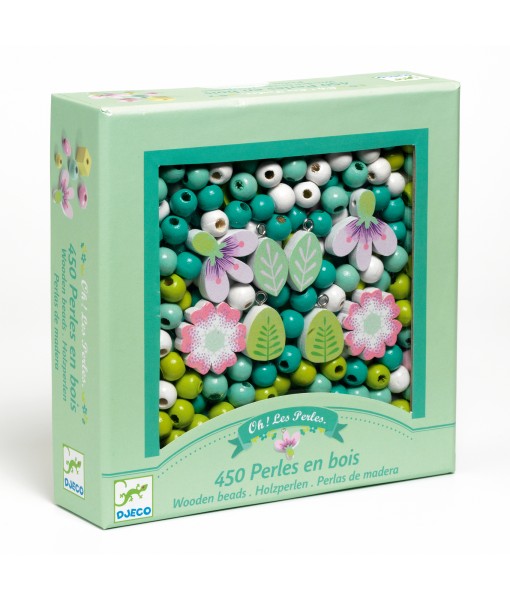 Oh les perles ! Perles en bois feuilles et fleurs