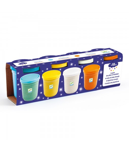 Pâte à modeler pailletée - 4 pots