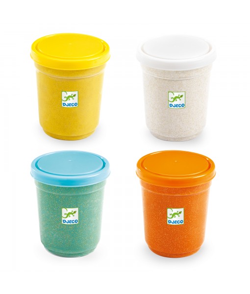 4 pots de pâte à modeler pailletée