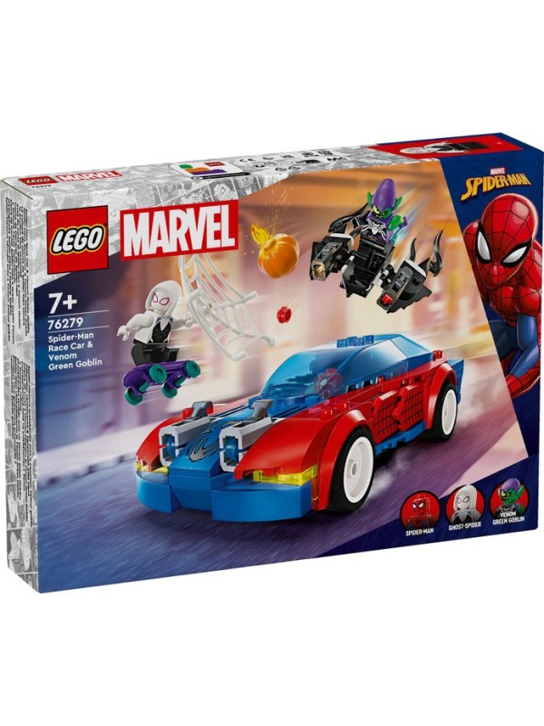 Lego marvel - La voiture de course de Spiderman contre le bouffon vert venomisé
