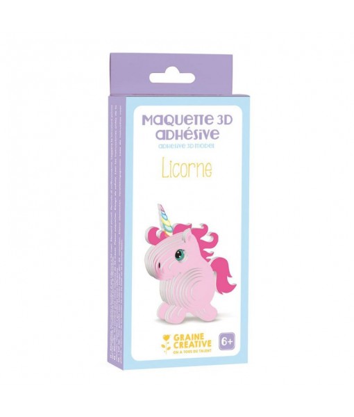 Maquette adhésive carton 3D - Licorne