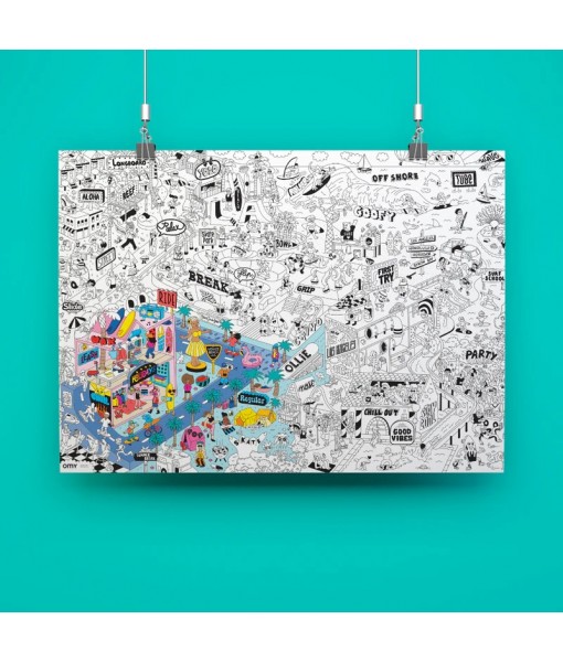 Poster géant à colorier - Surf & skate