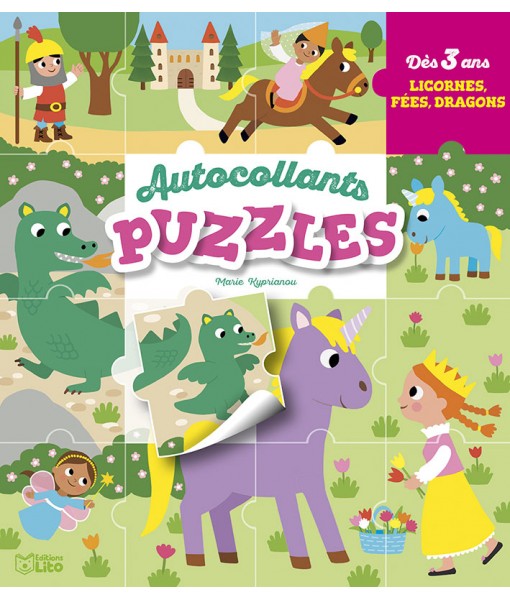 Autocollants puzzles - Licornes, fées et dragons