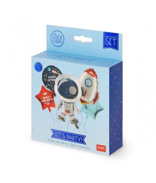 Set 5 ballons d'anniversaire Espace