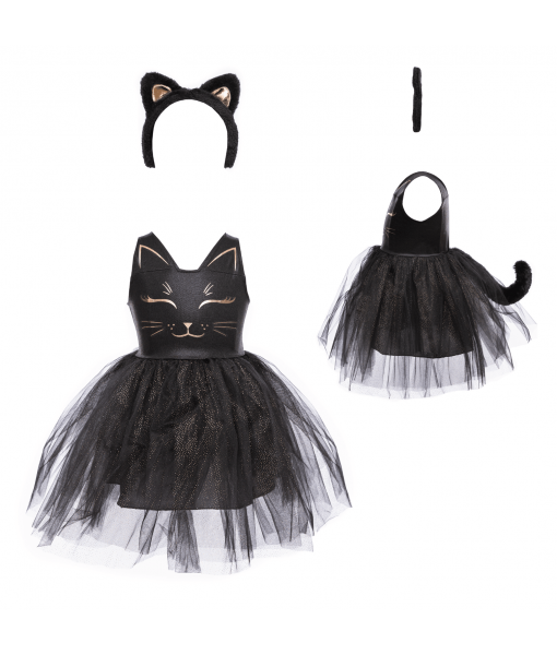 Robe de chat noir avec serre-tête 5-6 ans