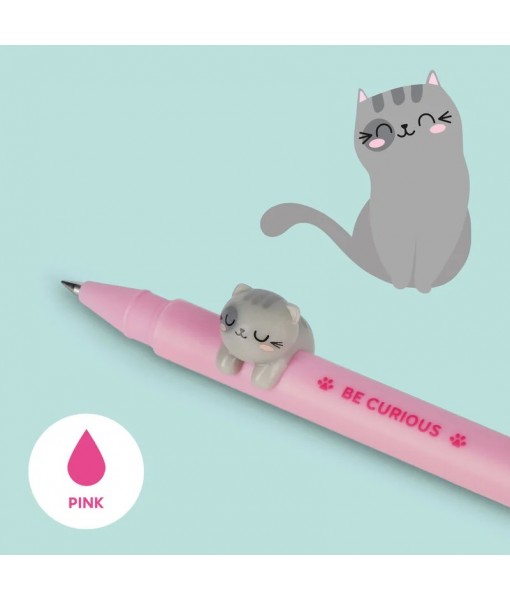 Stylo à encre gel avec animal décoratif - Chat