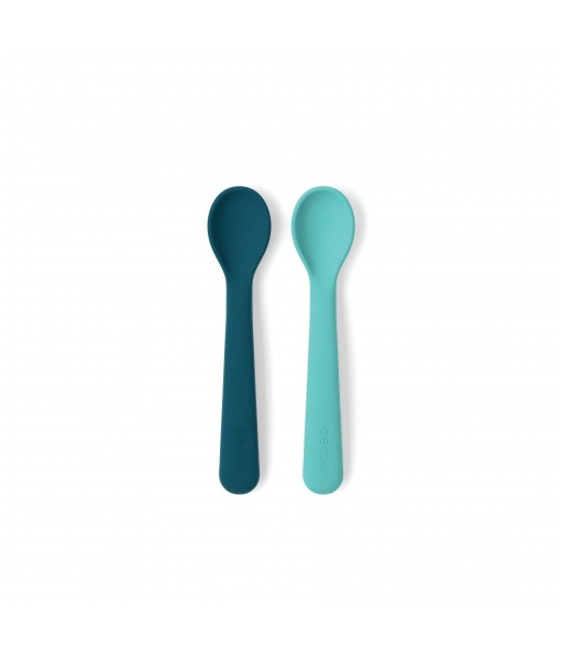 Cuillères en silicone bleu abysse et lagon  (x2)