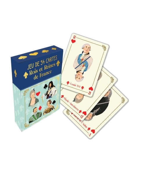Jeu de 54 cartes Rois et reines de France