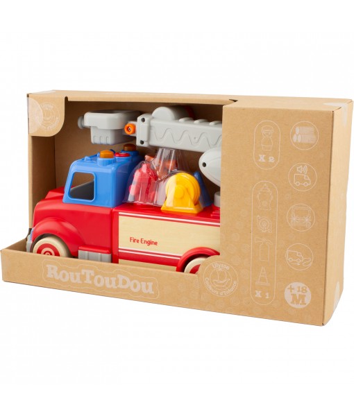 Camion de pompier bois et plastique son et lumière (Routoudou)
