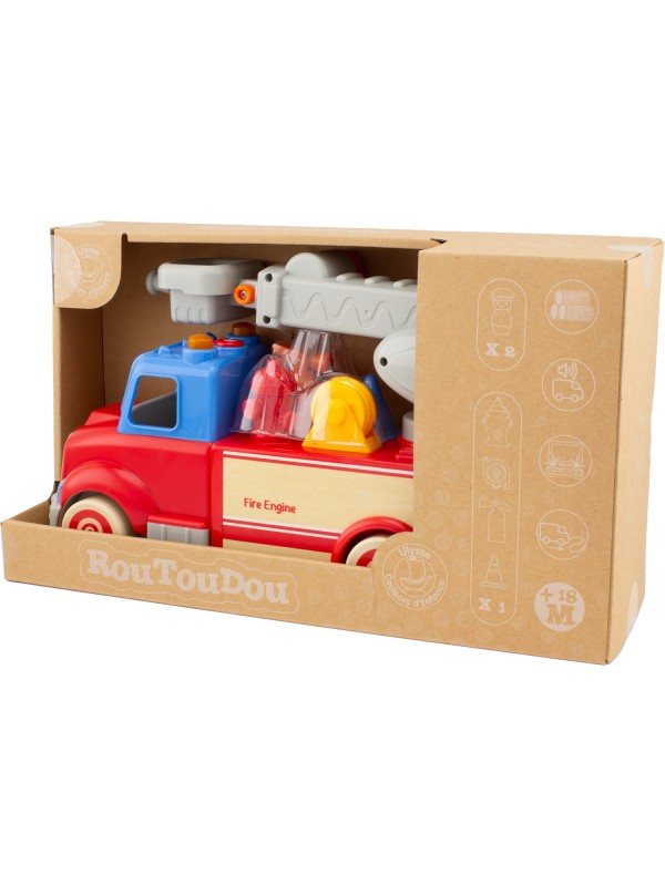 Camion de pompier bois et plastique son et lumière (Routoudou)