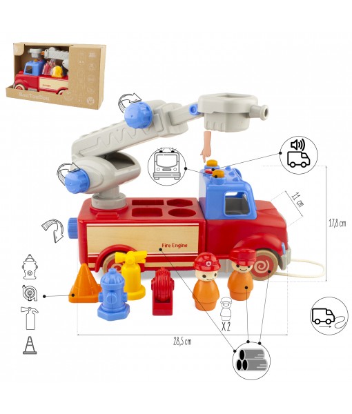 Camion de pompier bois et plastique son et lumière (Routoudou)