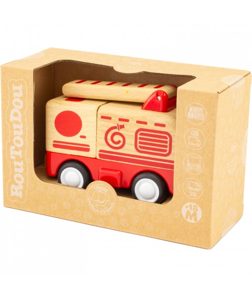 Mini camion de pompier en bois son et lumière (Routoudou)
