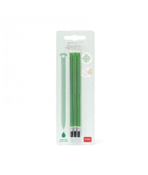 3 recharges pour stylo encre gel effaçable - vert