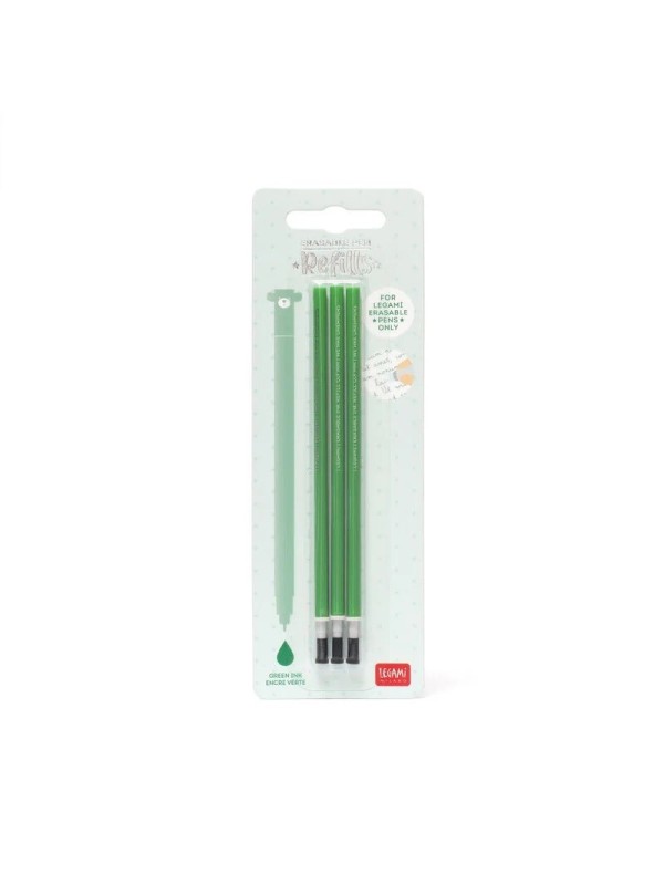 3 recharges pour stylo encre gel effaçable - vert