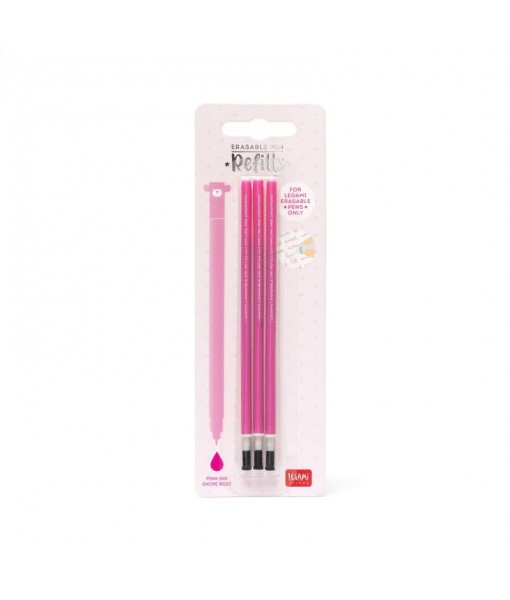 3 recharges pour stylo encre gel effaçable - rose